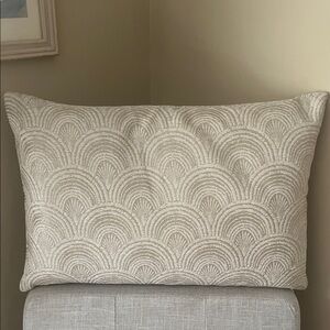 Neutral Scallop Embroidered Decorative Pillow
